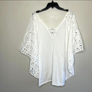 VIX Paula Hermanny White Eyelet Embroidered Cotton Swim Cover-Up M